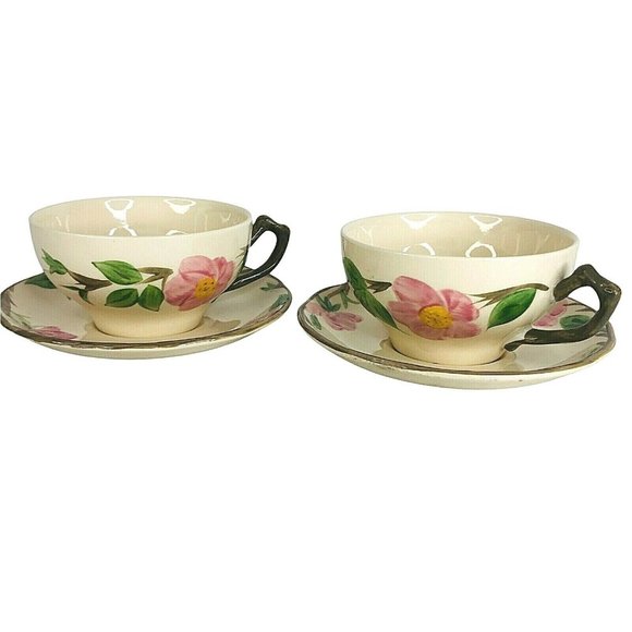 2 Franciscan Desert Rose Tea Cups & Saucer Sets Flat Cup Coffee Made in England - Picture 1 of 11